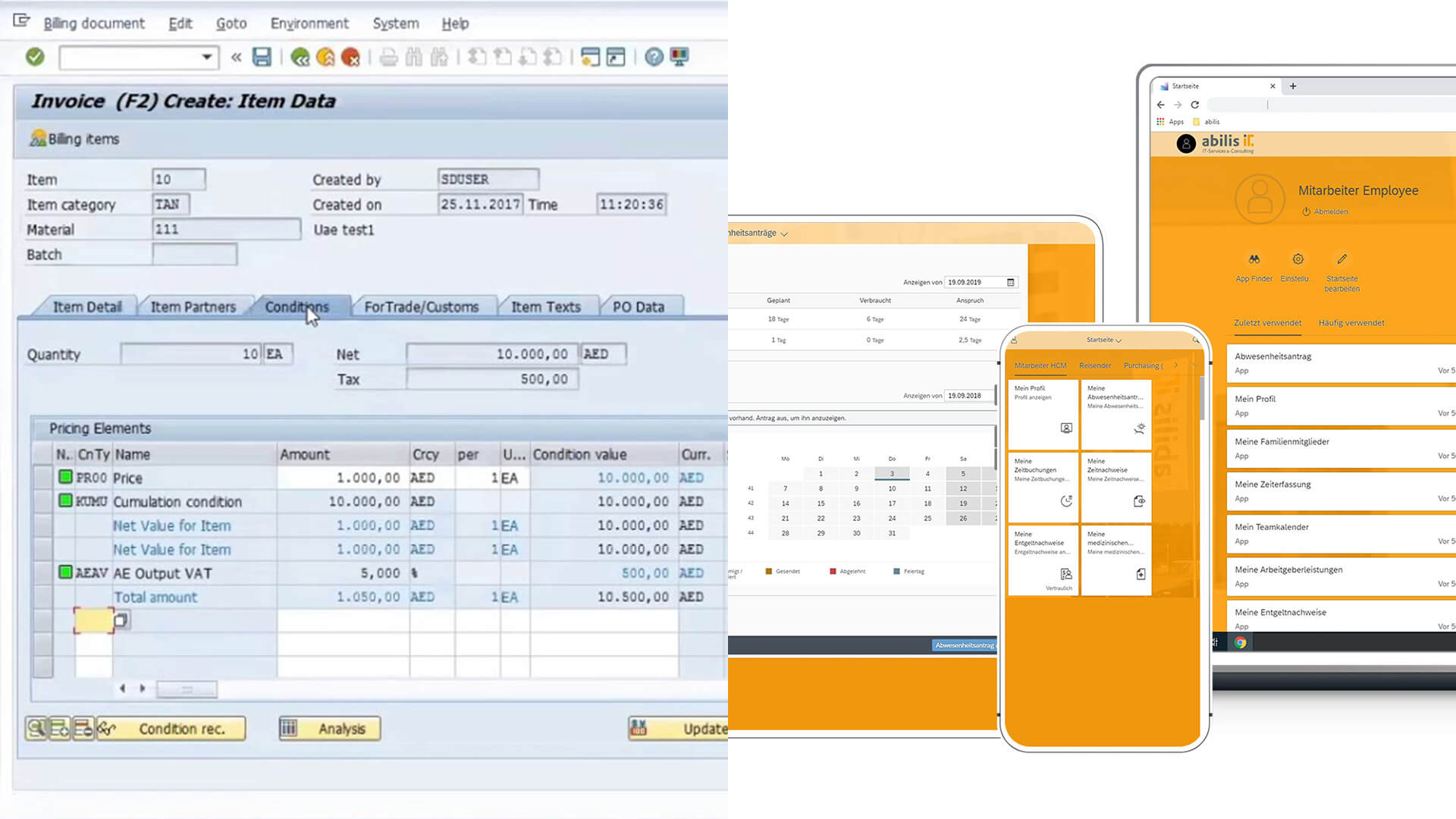 Vergleich Oberfläche SAP ERP ECC 6.0 und SAP Fiori von SAP S/4HANA