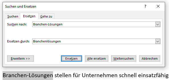 Microsoft Word Tipps Ersetzen-Funktion